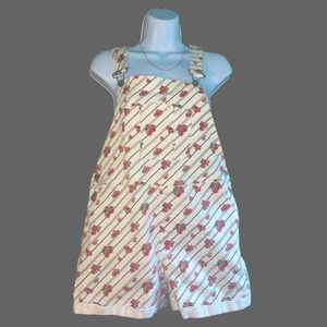White Floral Overalls